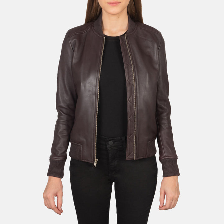 Lucy Maroon Leather Jacket