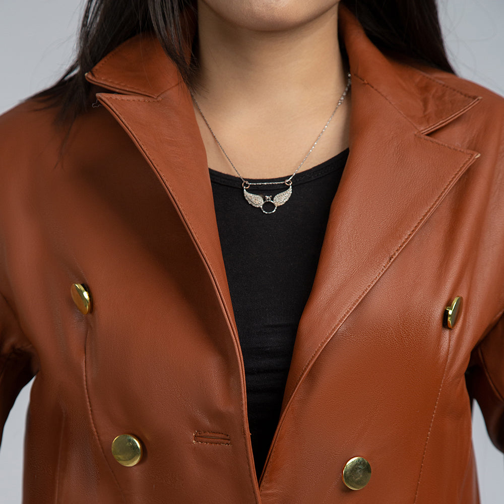 Women's Brown Leather Blazer