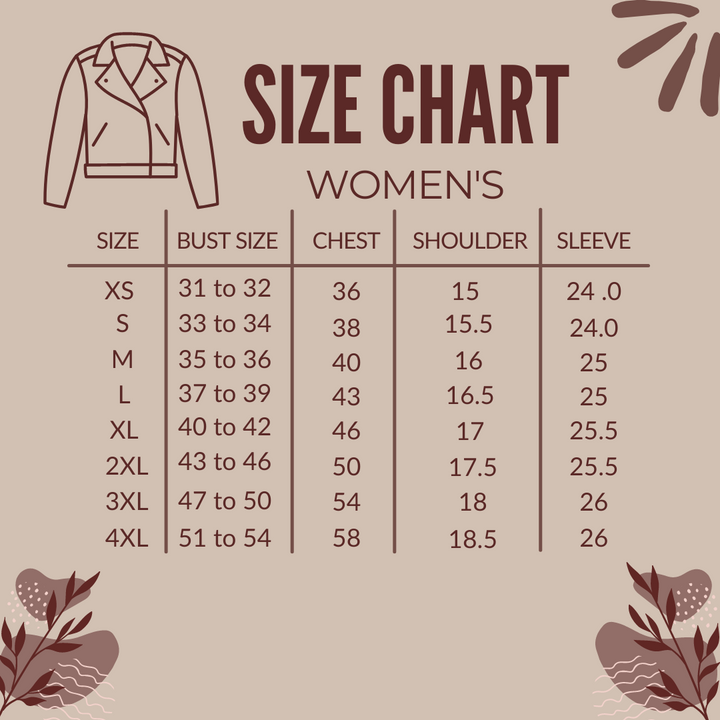 Women's Size Chart For Jacket